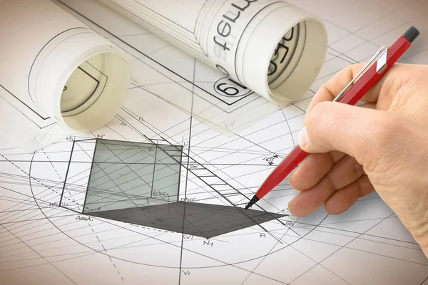 Construção Polígonos Tridimensionais Acordo Com Regras Geometria Descritiva — Fotografia de Stock