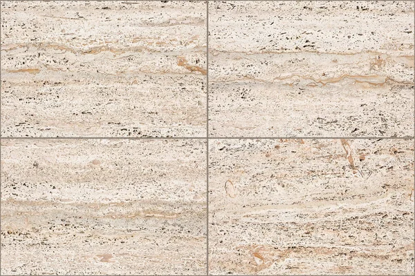 Nuevo Pavimento Realizado Con Bloques Piedra Travertino Italiano Forma Rectangular — Foto de Stock