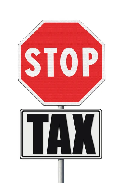 Arrêter Taxe Écrite Sur Enseigne Image Concept Sur Fond Blanc — Photo