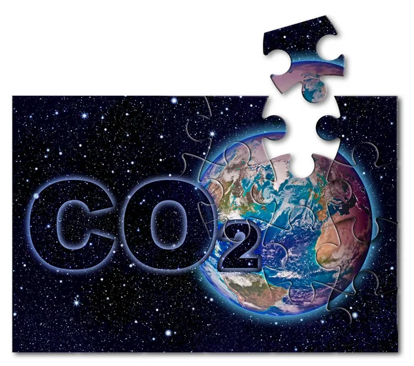 Présence Réduction Des Émissions Co2 Dans Atmosphère Concept Forme Puzzle — Photo