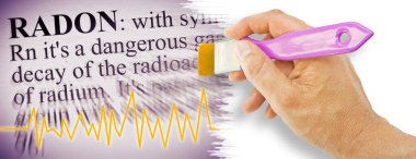 Radon gazı. Radon gazı. Radon kirliliği ve radon gazı tanımıyla ilgili konsept görüntü..