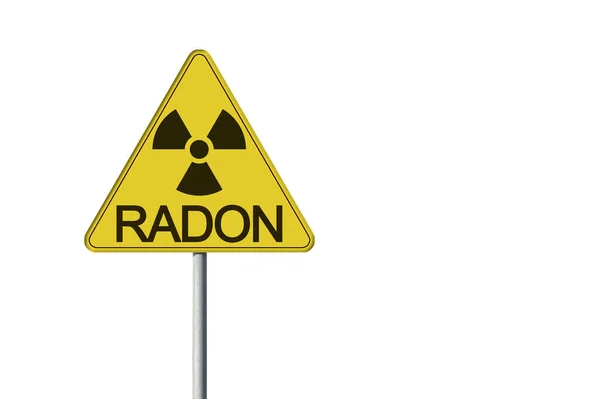 Radon Gas辐射污染的危险 具有道路标志放射性警告标志的概念 带有复制空间的道路标志图像 — 图库照片
