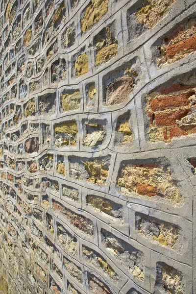 Eski Ortaçağ Talyan Taş Duvarı Bloklarla Inşa Edilmiş Yakın Zamanda — Stok fotoğraf