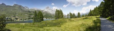 Panoramic view of Sils Lake clipart