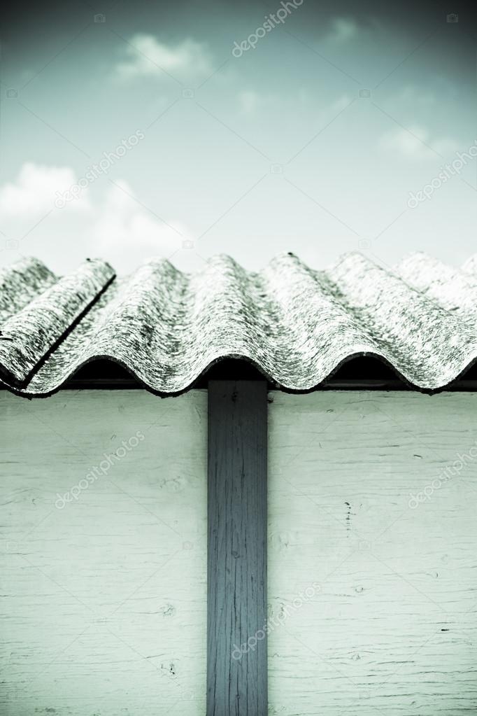 Detail of a dangerous asbestos roof