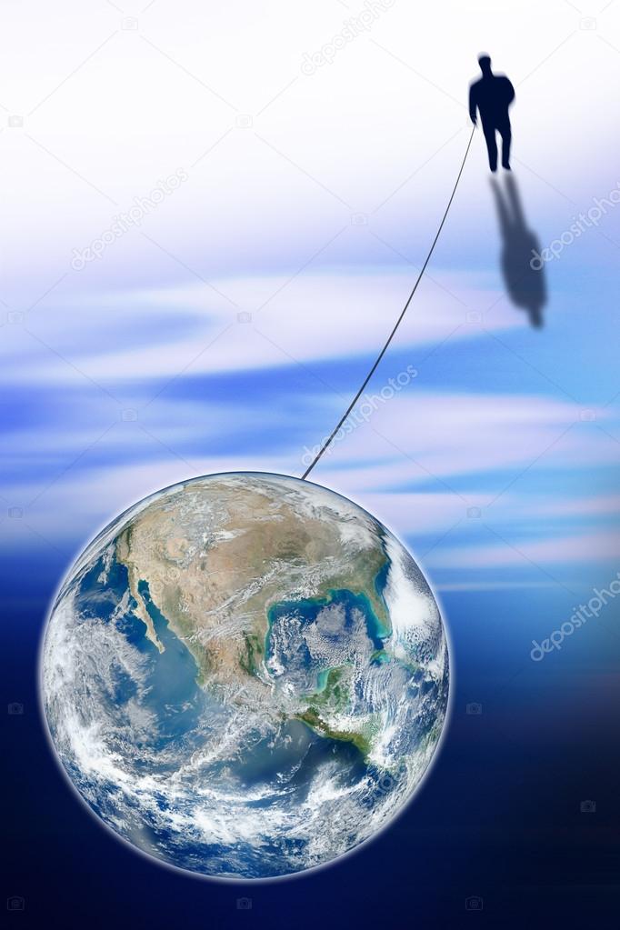 Man connected with the world - concept image