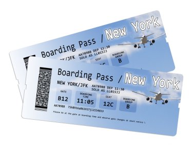 Airline boarding pass tickets to New York