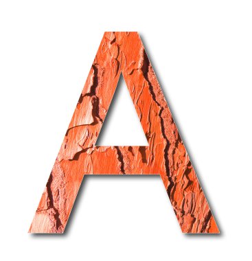 Harfler A kırmızı arka plan çam kabuğu tonda
