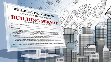 Binanın inşaatı, İMAGİLİ KADASTRAL Haritası - Şehir haritasıyla etkinlik ve inşaat endüstrisi konsepti, çalışma izni ve şehir manzarası