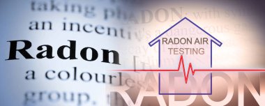 Evlerimizdeki radon gazı tehlikesi radon seviyesi testleri ve tehlikeli radon gazı tanımıyla ilgili konsept.