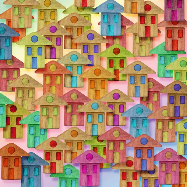 Global Village image conceptuelle avec de nombreuses maisons colorées — Photo