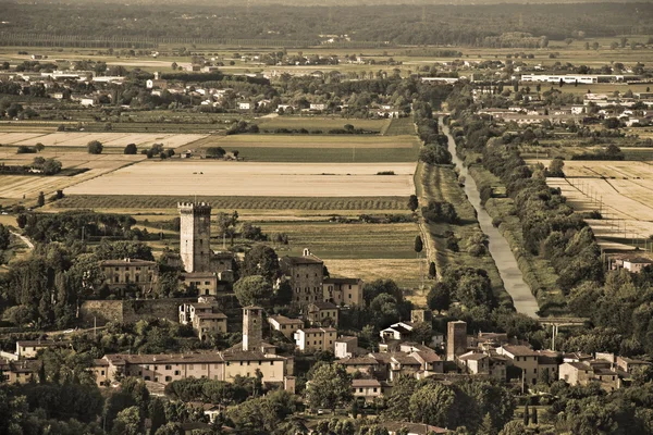 Středověká Citadela Vicopisano (Toskánsko - Itálie - letecký pohled) — Stock fotografie