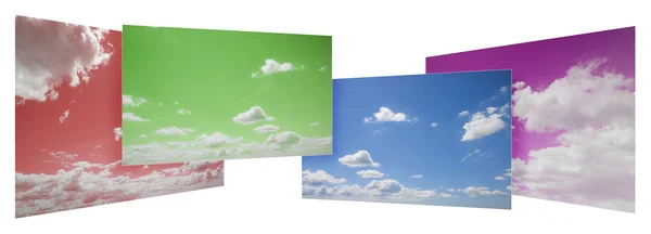Concepto cielo - Cuatro imágenes del cielo que se superponen entre sus —  Fotos de Stock