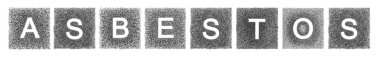 Harflerle yazılmış kelime asbest