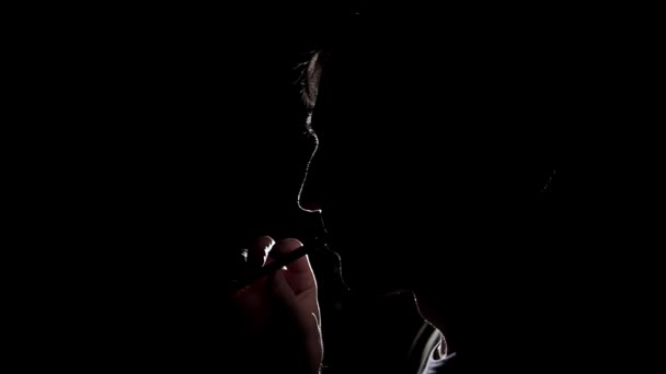 Silhouette Man Smoking Vape — Stock Video