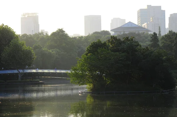 Coucher Soleil Dans Parc Shanghai — Photo