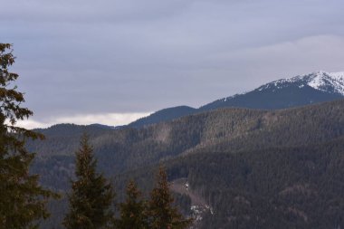 Kışın karla kaplı dağlar