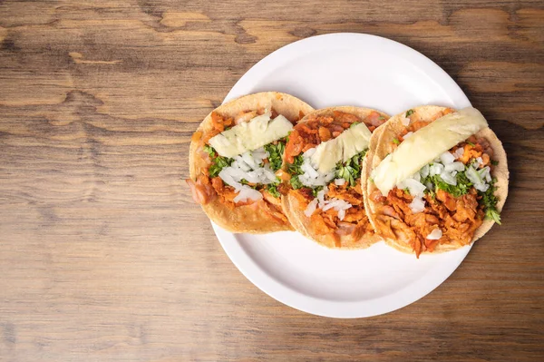 Pastor Tacos Con Tortillas Maíz Comida Mexicana Concepto Comida Mexicana —  Fotos de Stock