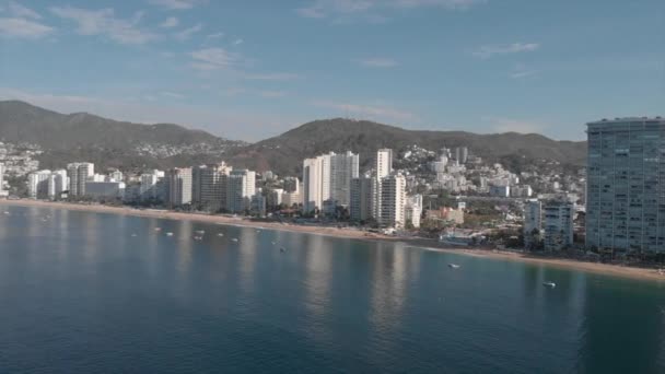 Вид Пляж Вид Воздуха Море Вид Сверху Пляж Акапулько Концепция — стоковое видео