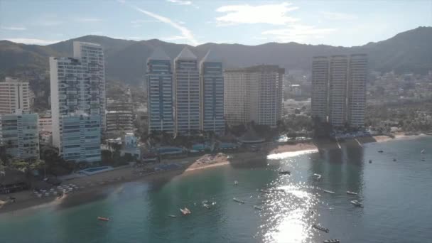 Piękny Widok Plażę Widok Lotu Ptaka Morze Plaża Acapulco Widziana — Wideo stockowe