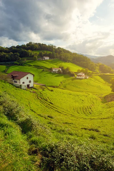 Panoramic landscape of the Basque country. Navarra landscape in the Basque Country. Euskal Herria landscape. Zugarramurdi