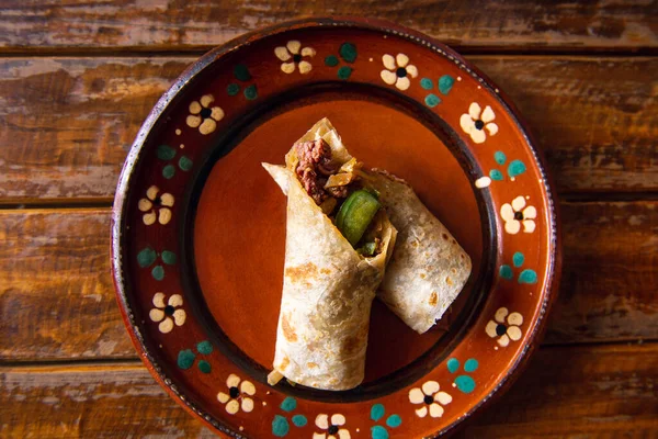 Tradiční Mexické Jídlo Mexické Burrito Mexické Burrito Kopírkou Mexické Jídlo — Stock fotografie