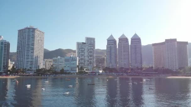 Schöne Aussicht Auf Den Strand Luftaufnahme Des Strandes Acapulco Strand — Stockvideo