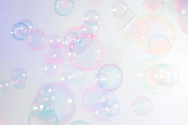 Abstract Beautiful Colorful Shiny Soap Bubbles Floating Background — Stock Photo, Image