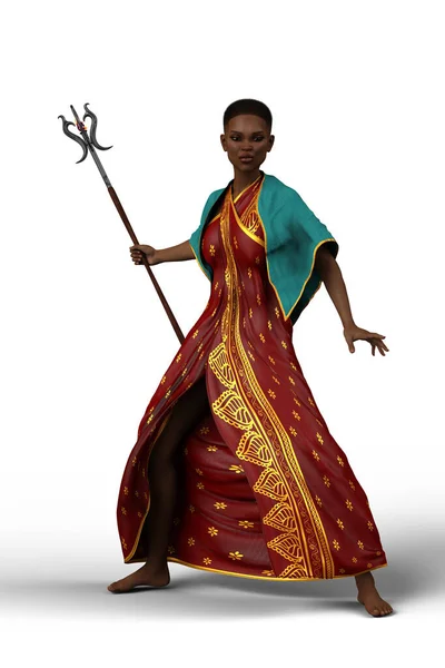 Африканская Женщина Иллюстрацией Фантазии Персонала — стоковое фото