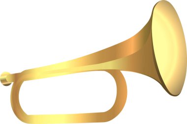 Parlak altın bir trompet, vektör illüstrasyonu..