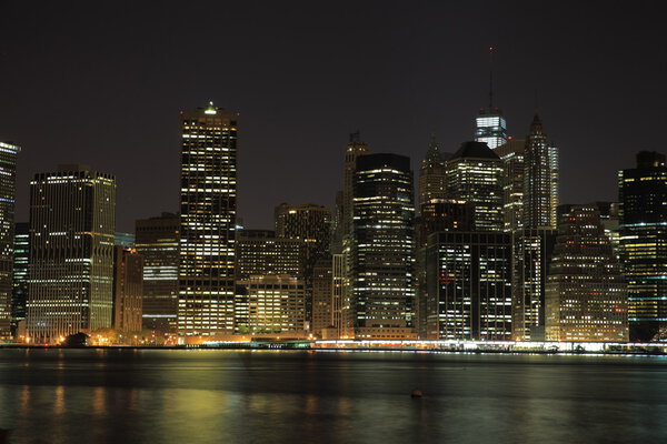 Towers on Manhattan's Island at night. New York City.