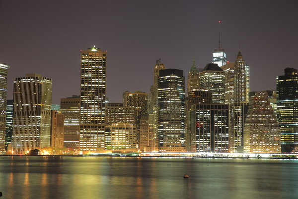 Towers on Manhattan's Island at night. New York City.