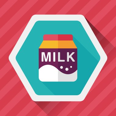 süt paket düz simgesi ile uzun gölge, eps10