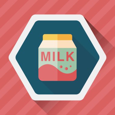 süt paket düz simgesi ile uzun gölge, eps10