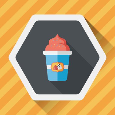 süt krem kahve düz simgesi ile uzun gölge, eps10