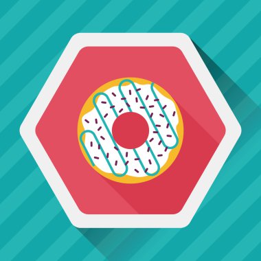 Donut düz simgesi ile uzun gölge, eps10