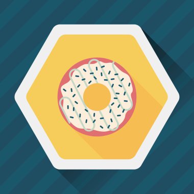 Donut düz simgesi ile uzun gölge, eps10