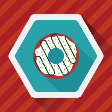 Donut düz simgesi ile uzun gölge, eps10