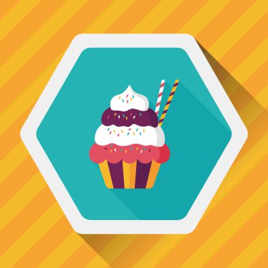 cupcake düz simgesi ile uzun gölge, eps10