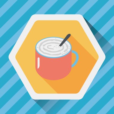 kahve latte sanat düz simgesiyle uzun gölge, eps10