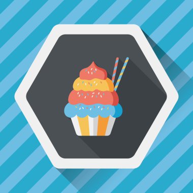 cupcake düz simgesi ile uzun gölge, eps10