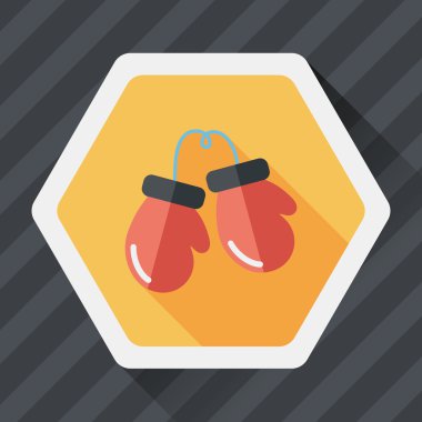 Boks eldivenleri düz simgesi ile uzun gölge, eps10