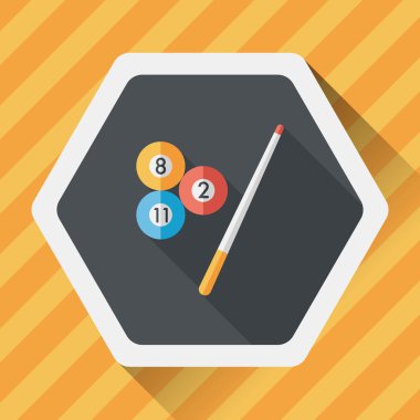 Bilardo düz simgesi ile uzun gölge, eps10