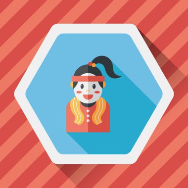 Sportif kız uzun gölge, eps10 düz simgesi