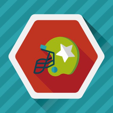 Amerikan futbolu kaskı düz simgesi ile uzun gölge, eps10