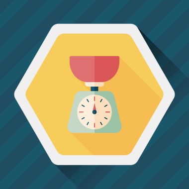 Uzun Gölge, eps10 ile mutfak eşyaları ağırlık ölçek düz simgesi