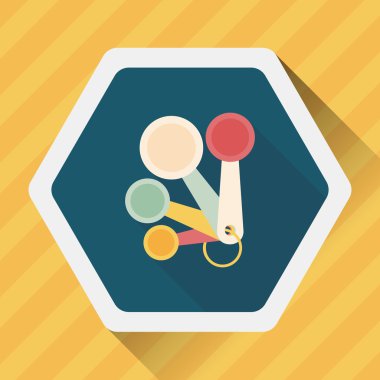 Uzun Gölge, eps10 ile mutfak eşyaları kaşık düz simgesi