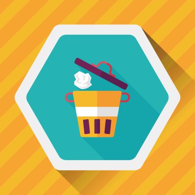 Uzun Gölge, eps10 ile mutfak eşyaları çöp düz simgesi