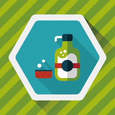 Uzun Gölge, eps10 ile mutfak eşyaları çanak sabun düz simgesi