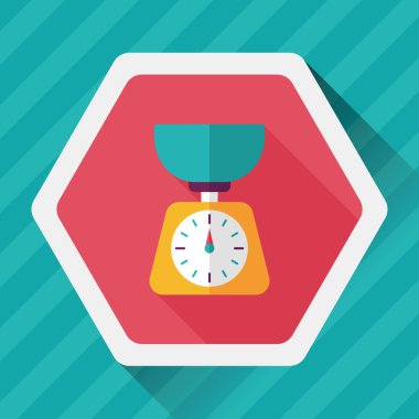 Uzun Gölge, eps10 ile mutfak eşyaları ağırlık ölçek düz simgesi